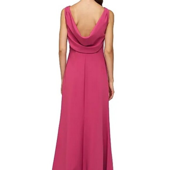 Kay Unger Pippa Berry Sorbet Pink Embellished Cowl Back Trumpet Gown - Picture 5 of 7